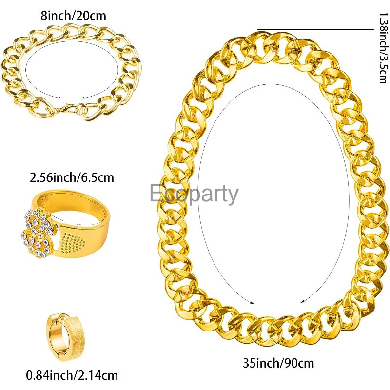 80s 90s Hip Hop Costume Access - Men Accessories Chain And Bracelet review and price