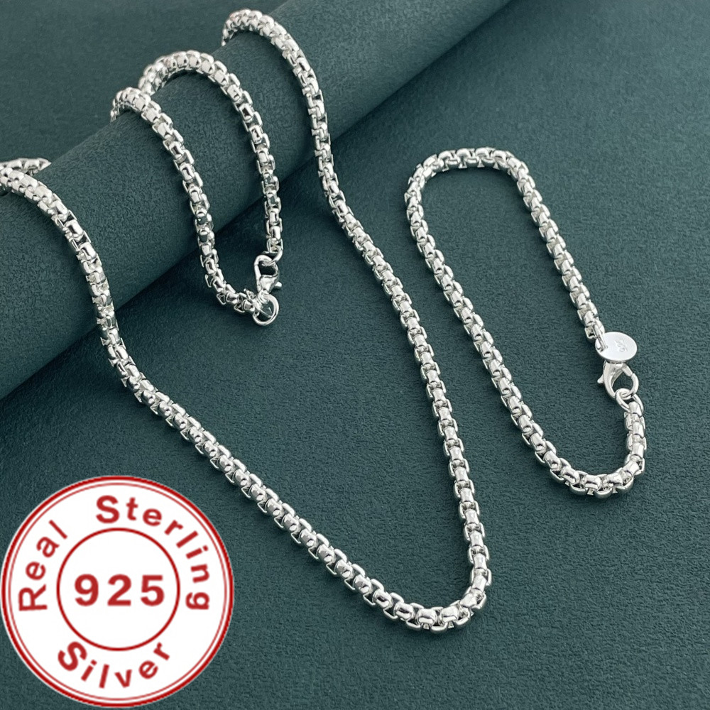 925 Sterling Silver 4mm Round  - Men Accessories Chain And Bracelet review and price