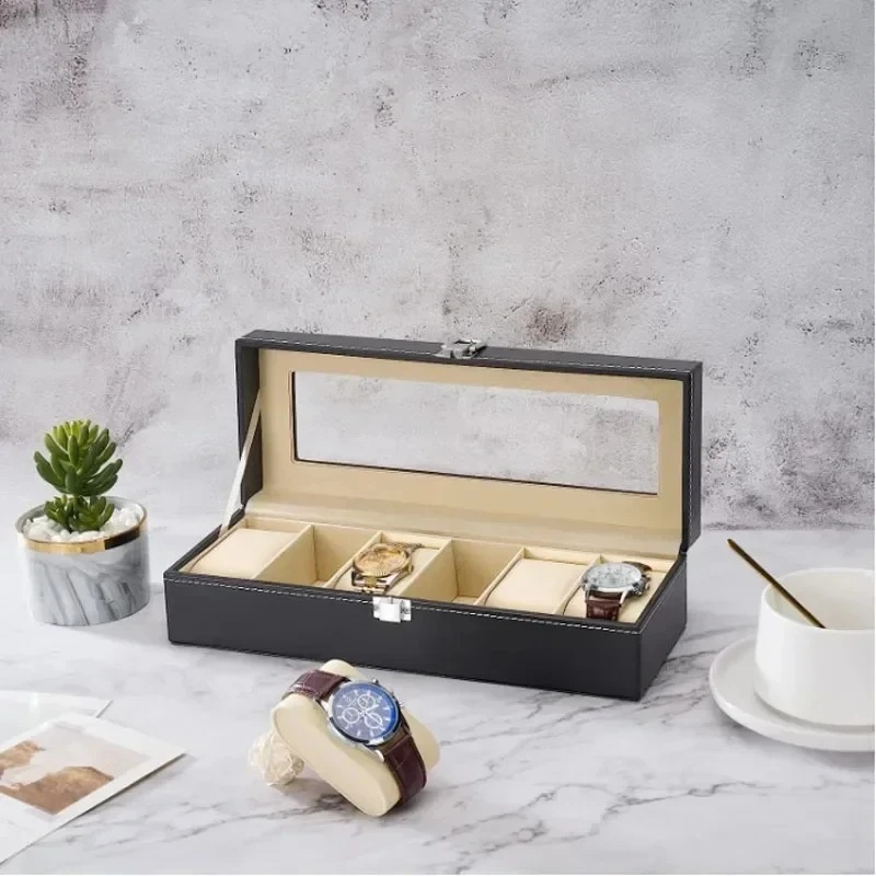 PU Leather Watch Box with Glas - Men Accessories Organiser review and price
