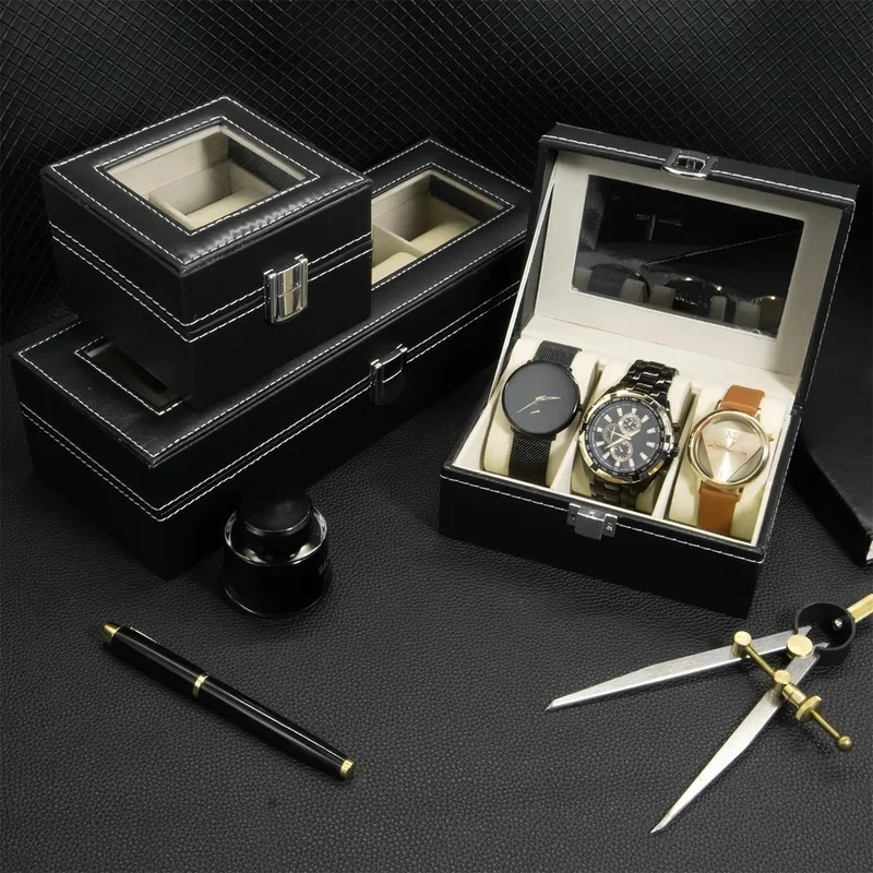 PU Leather Watch Box with Glas - Men Accessories Organiser review and price