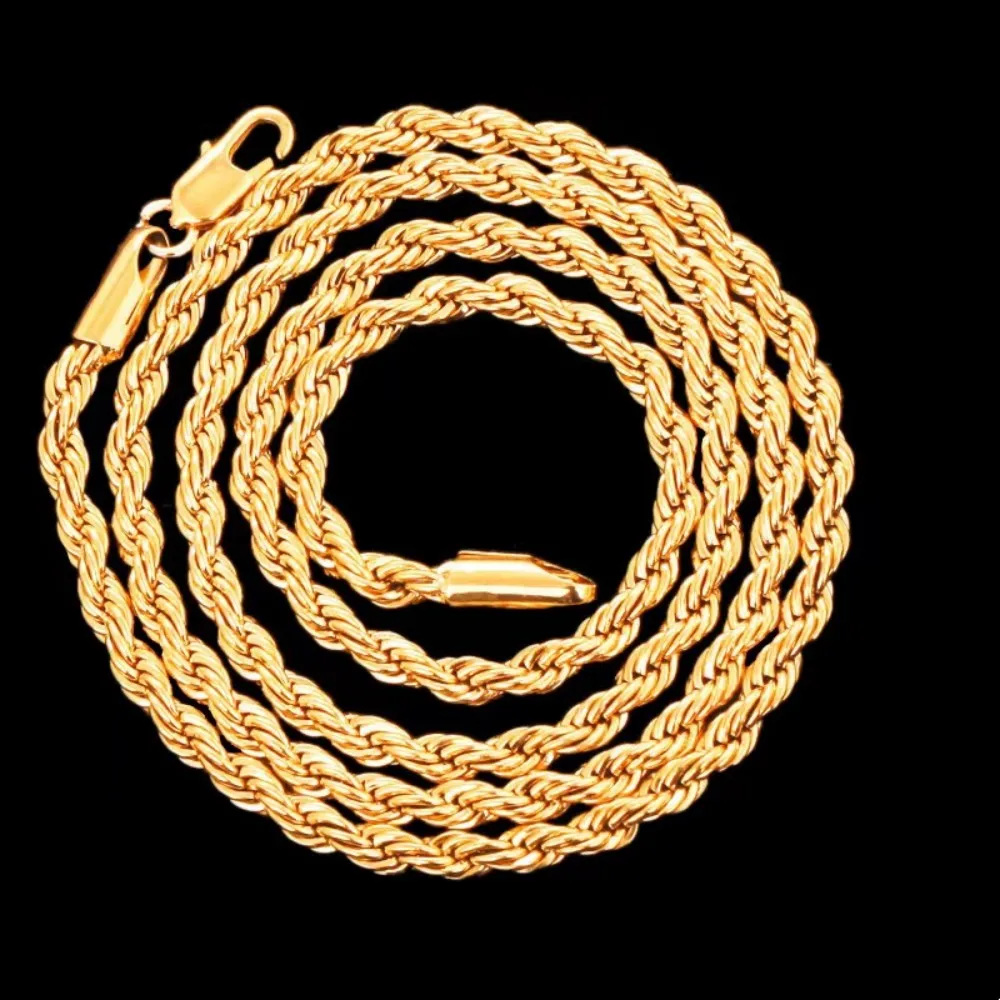 2pcs Fashion 18K Gold 4MM Twis - Men Accessories Chain And Bracelet review and price