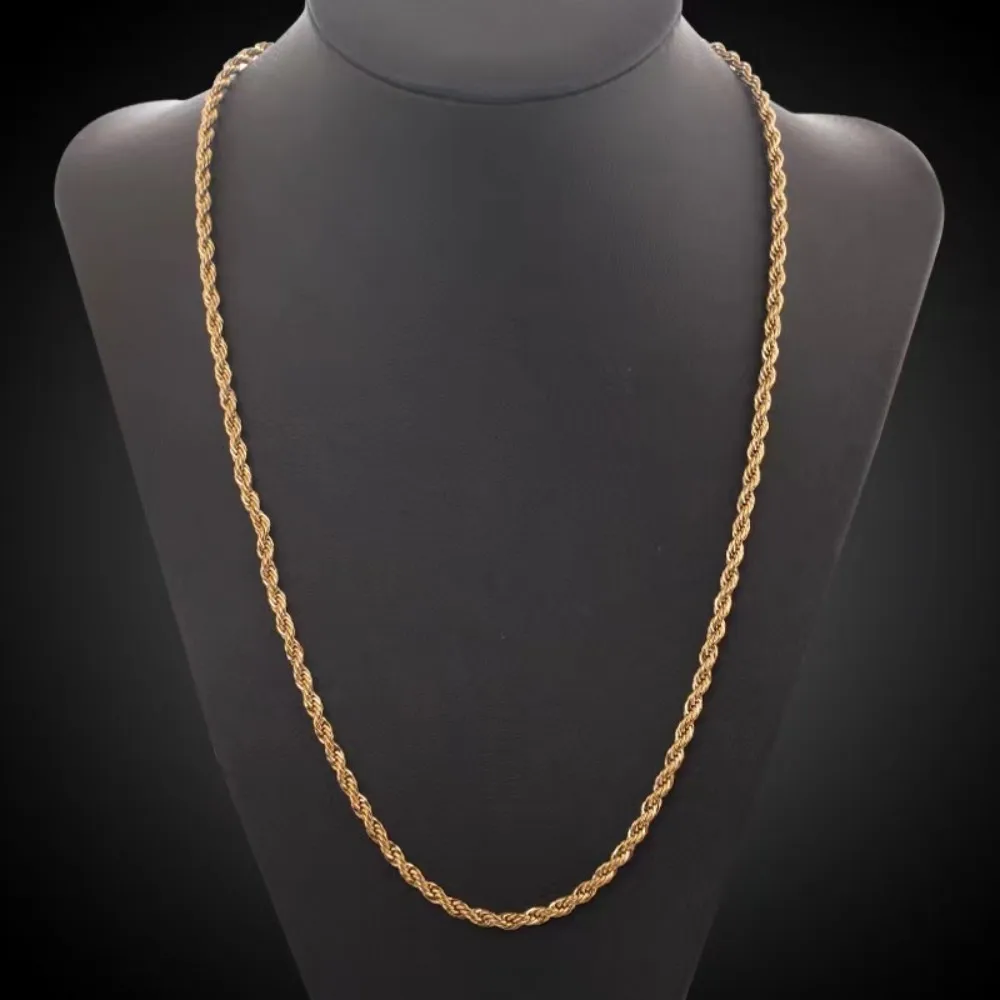 2pcs Fashion 18K Gold 4MM Twis - Men Accessories Chain And Bracelet review and price