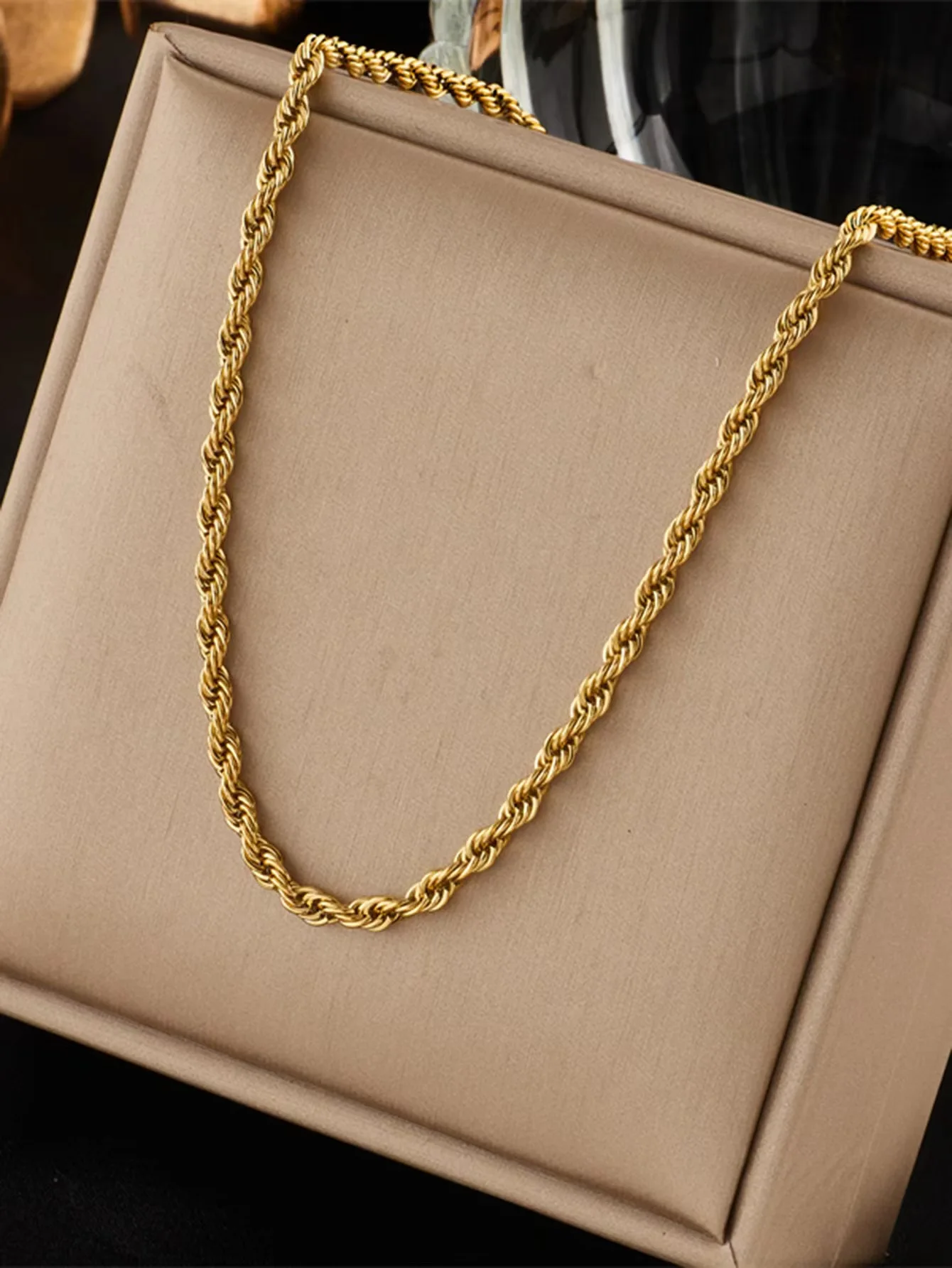 2pcs Fashion 18K Gold 4MM Twis - Men Accessories Chain And Bracelet review and price