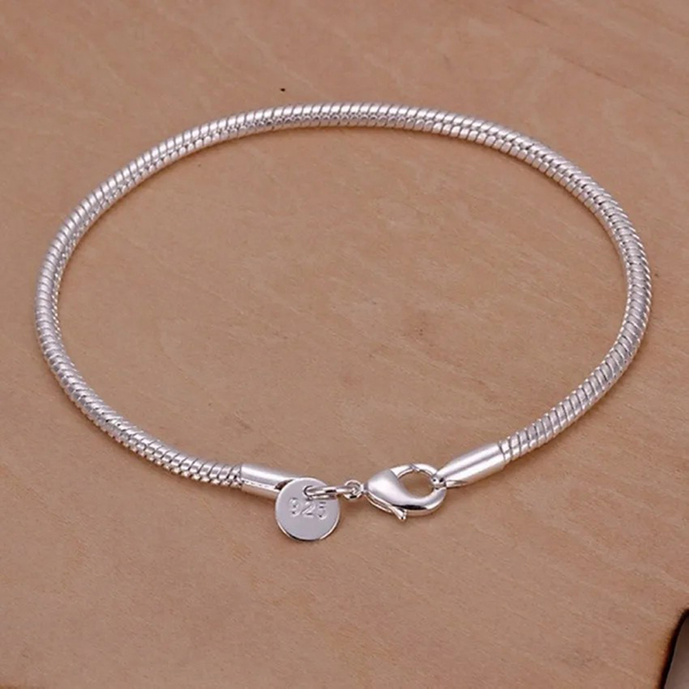 925 Silver 3MM Snake 16-23CM C - Men Accessories Chain And Bracelet review and price