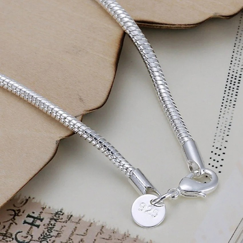 925 Silver 3MM Snake 16-23CM C - Men Accessories Chain And Bracelet review and price